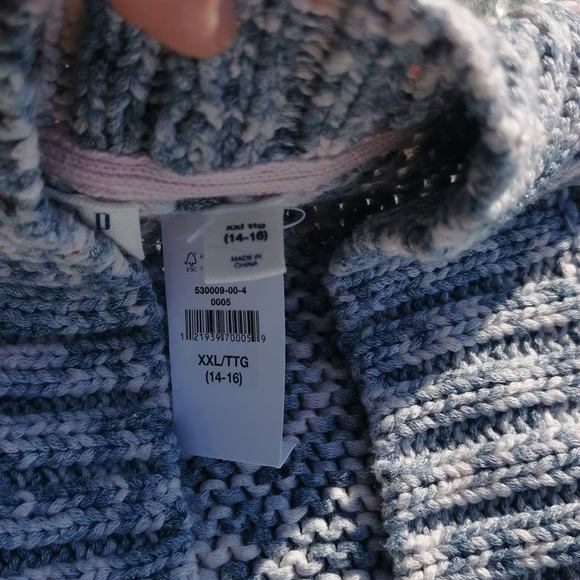 Gap Kids XXL 14 - 16 open cardigan cargi New NWT blue white pinkish tinge - Picture 3 of 15
